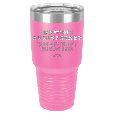 Happy 10th Anniversary Print Romantic Tumbler